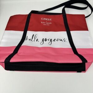 Clinique X Kate Spade Tote Bag Womens Large Multicolor‎ Striped Hello Gorgeous